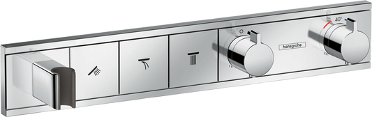 Hansgrohe RainSelect Thermostat Unterputz für 3 Verbraucher mit Brausehalter, Fertigset (chrom)