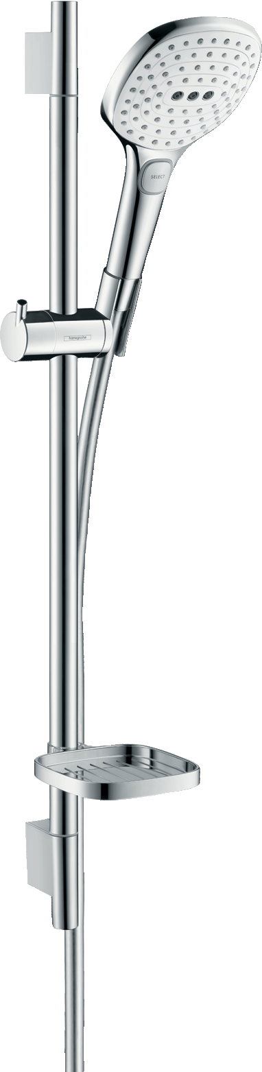 Hansgrohe Raindance Select E 120 Eco Brauseset mit Unica S Puro Brausestange 650 mm (weiß/chrom)