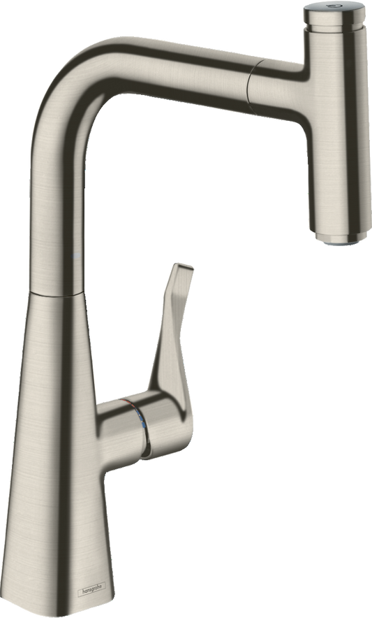 Hansgrohe Metris Select M71 Spültischmischer 240 mit Ausziehauslauf 1jet (Edelstahl Optik)