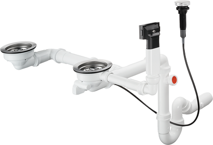 hansgrohe Automatische Ab- und Überlaufgarnitur für Doppelbecken (Granit D17-11)