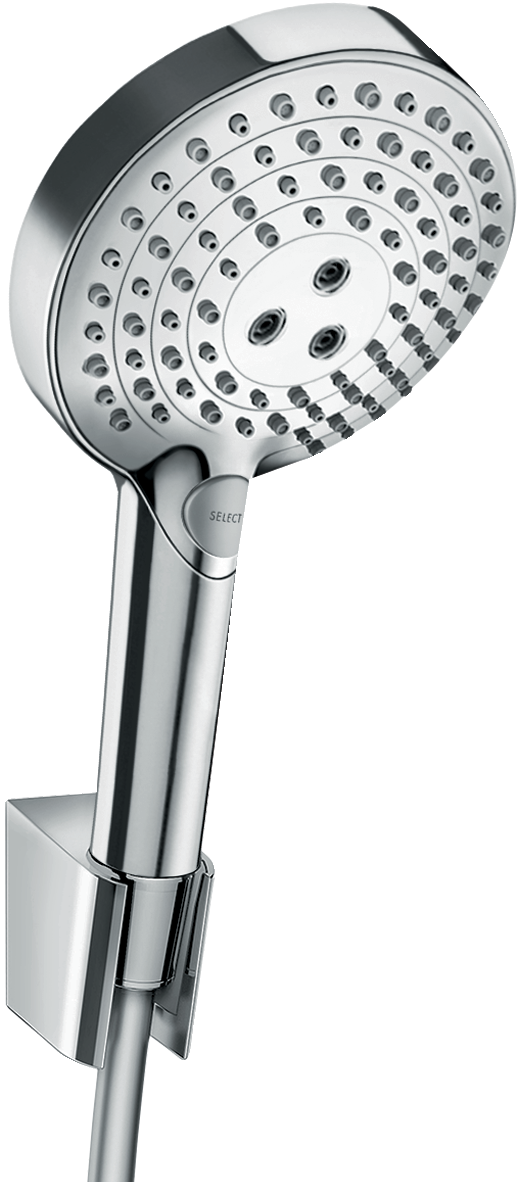 Hansgrohe Raindance Select S 120 3jet PowderRain Brauseset mit Porter'S Brausehalter und Brauseschlauch 1600 mm (chrom)