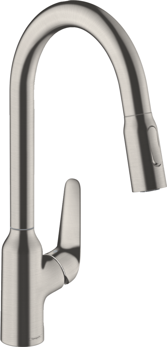 Hansgrohe Focus M42 Spültischmischer 220 mit Ausziehbrause 2jet (Edelstahl Optik)