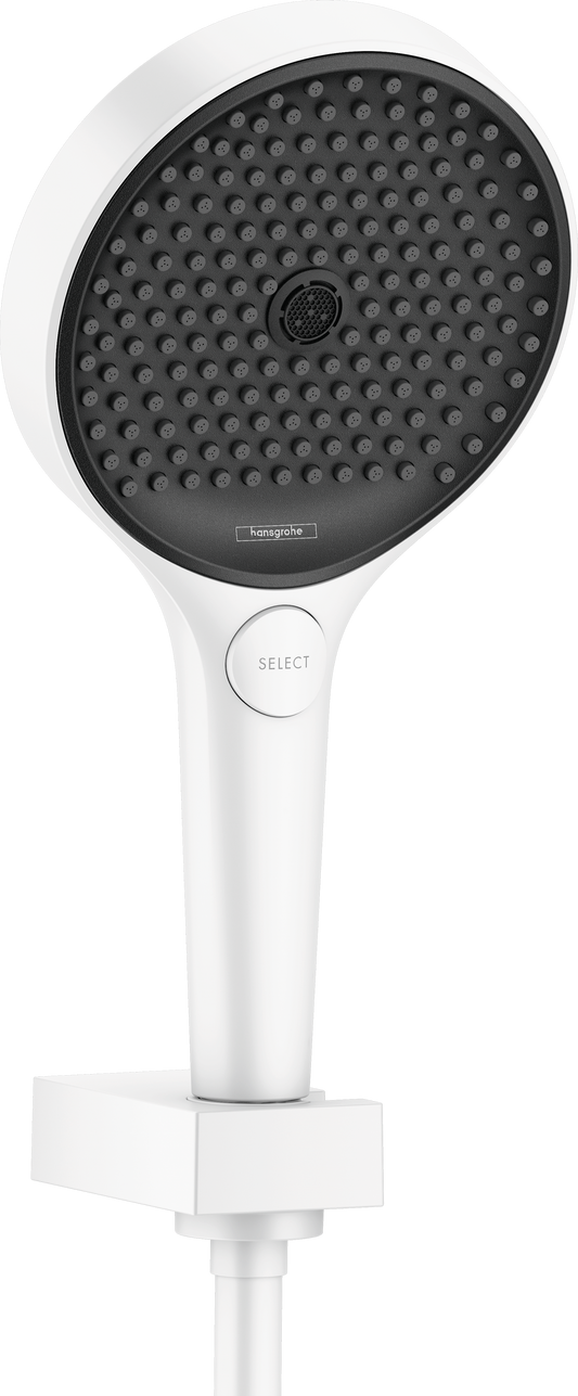 Hansgrohe Rainfinity 130 3jet Brauseset mit Porter Brausehalter und Brauseschlauch 1250 mm (mattweiß)