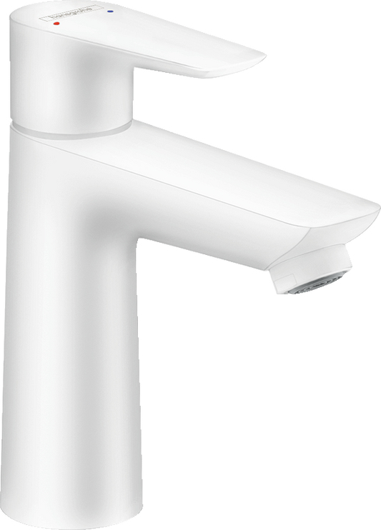 Hansgrohe Talis E Waschtischmischer 110 mit Zugstangen-Ablaufgarnitur (mattweiß)