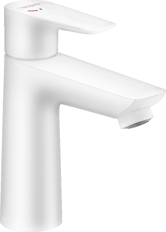 Hansgrohe Talis E Waschtischmischer 110 CoolStart mit Zugstangen-Ablaufgarnitur (mattweiß)
