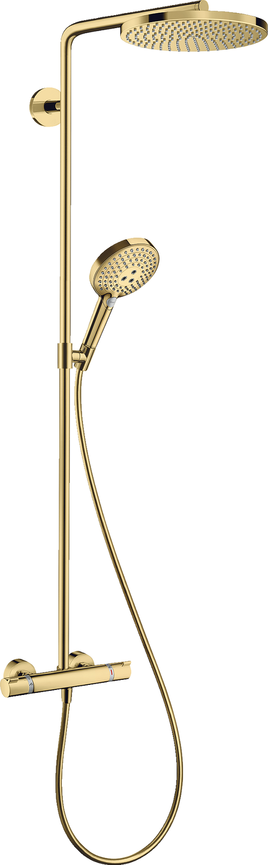 Hansgrohe Raindance Select S Showerpipe 240 1jet PowderRain mit Brausethermostat Ecostat Comfort (polished gold optic)