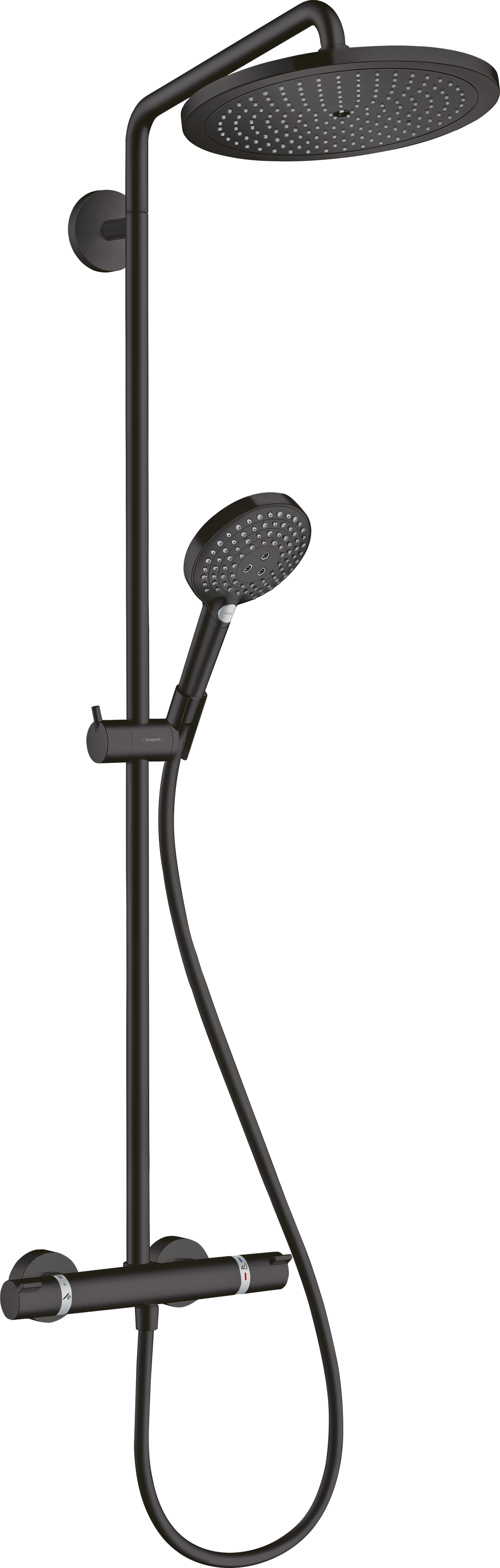 Hansgrohe Croma Select S Showerpipe 280 EcoSmart mit Raindance Handbrause und Brausethermostat Ecostat Comfort (mattschwarz)