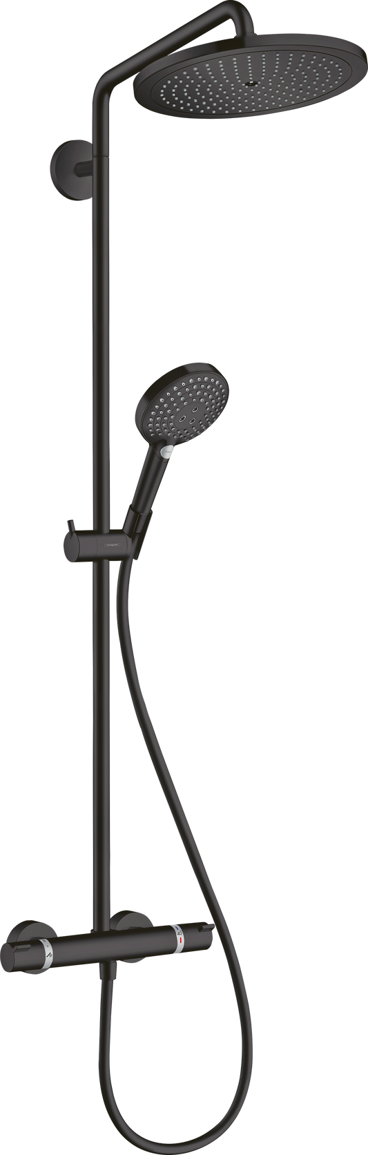 Hansgrohe Croma Select S Showerpipe 280 EcoSmart mit Raindance Handbrause und Brausethermostat Ecostat Comfort (mattschwarz)