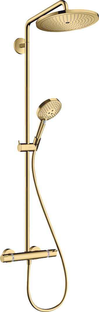 Hansgrohe Croma Select S Showerpipe 280 mit Raindance Handbrause und Brausethermostat Ecostat Comfort (polished gold optic)