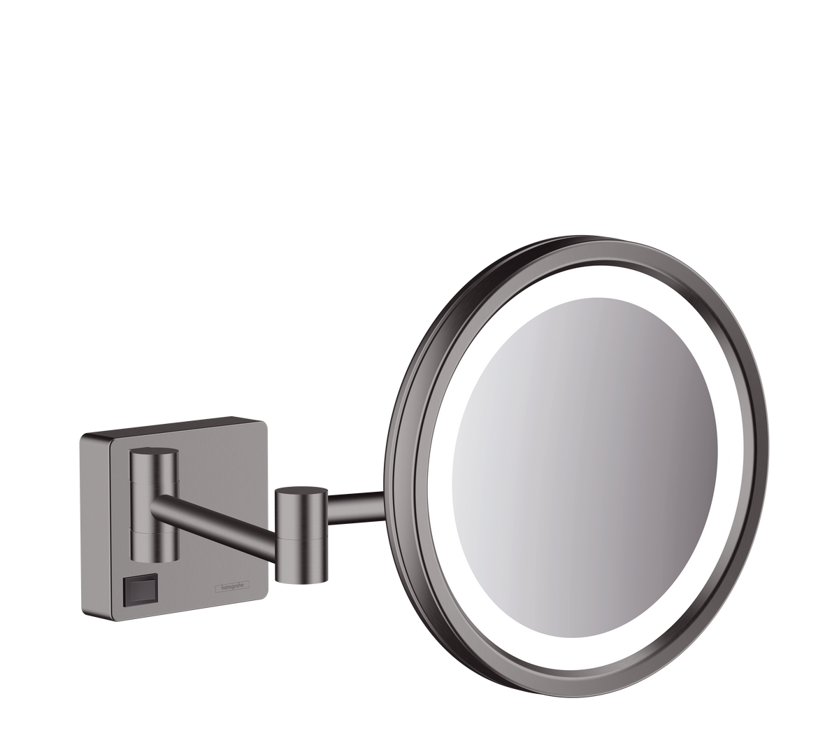 Hansgrohe AddStoris Rasierspiegel mit LED-Licht, 3-fach Vergrößerung (brushed black chrome)