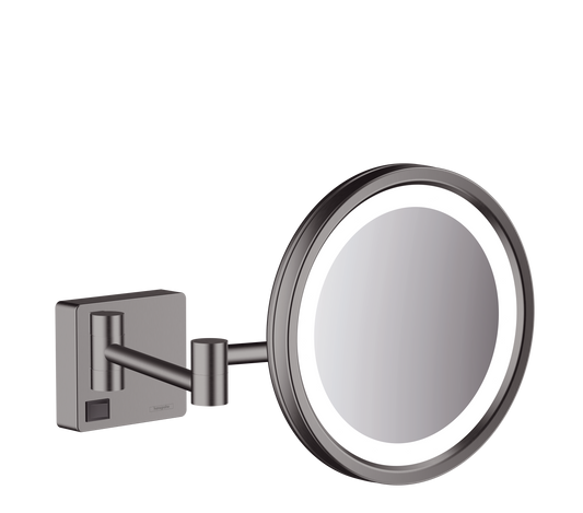 Hansgrohe AddStoris Rasierspiegel mit LED-Licht, 3-fach Vergrößerung (brushed black chrome)