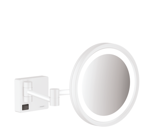 Hansgrohe AddStoris Rasierspiegel mit LED-Licht, 3-fach Vergrößerung (mattweiß)