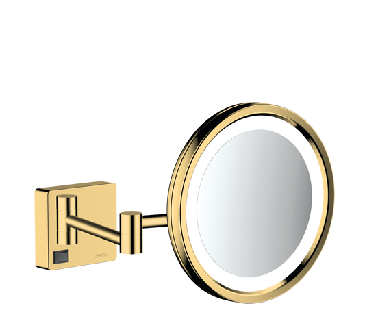 Hansgrohe AddStoris Rasierspiegel mit LED-Licht, 3-fach Vergrößerung (polished gold optic)