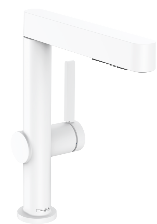 Hansgrohe Finoris Waschtischmischer 230 mit Ausziehbrause 2jet und Push-Open Ablaufgarnitur (mattweiß)