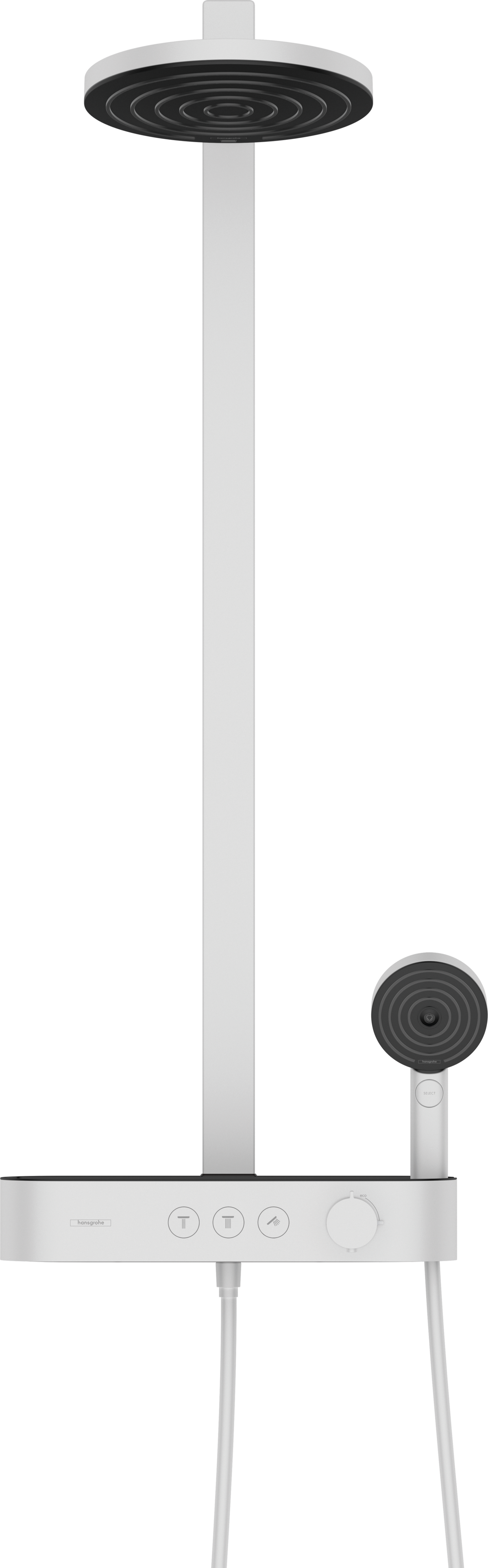 Hansgrohe Pulsify S Showerpipe 260 2jet mit Brausethermostat ShowerTablet Select 400 (mattweiß)