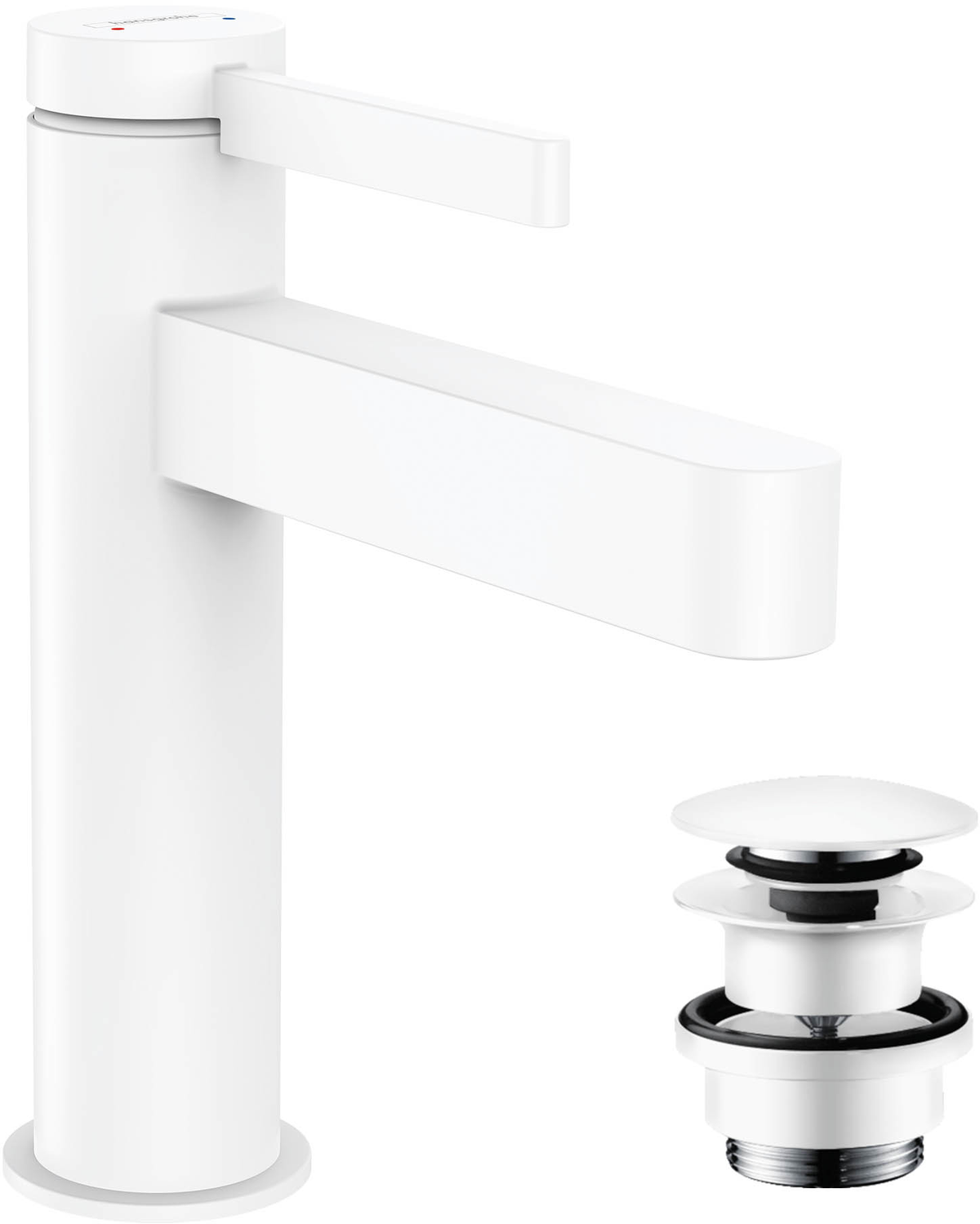 Hansgrohe Finoris Waschtischmischer 110 mit Push-Open Ablaufgarnitur (mattweiß)