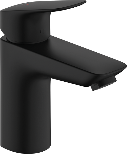 Hansgrohe Logis Waschtischmischer 100 CoolStart mit Zugstangen-Ablaufgarnitur (mattschwarz)