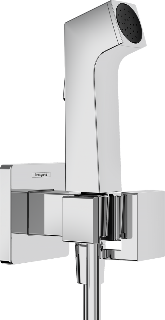 Hansgrohe Bidette E Handbrause für Warmwasser mit Brauseschlauch 1250 mm und Absperrventil (chrom)