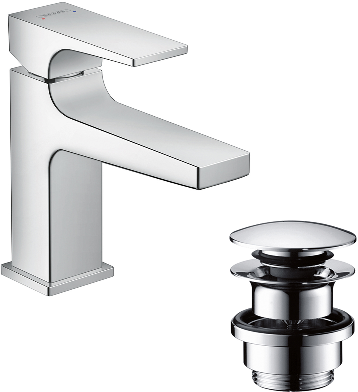 Hansgrohe Metropol Waschtischmischer 100 mit Push-Open Ablaufgarnitur (chrom)