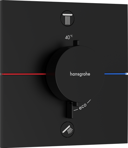 Hansgrohe ShowerSelect Comfort E Thermostat Unterputz, Fertigset für 2 Verbraucher (mattschwarz)