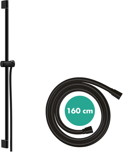 Hansgrohe Unica Pulsify Brausestange 900 mm mit Push Schieber und Brauseschlauch (mattschwarz)