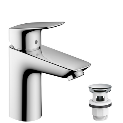 Hansgrohe Logis Waschtischmischer 100 mit Push-Open Ablaufgarnitur (chrom)