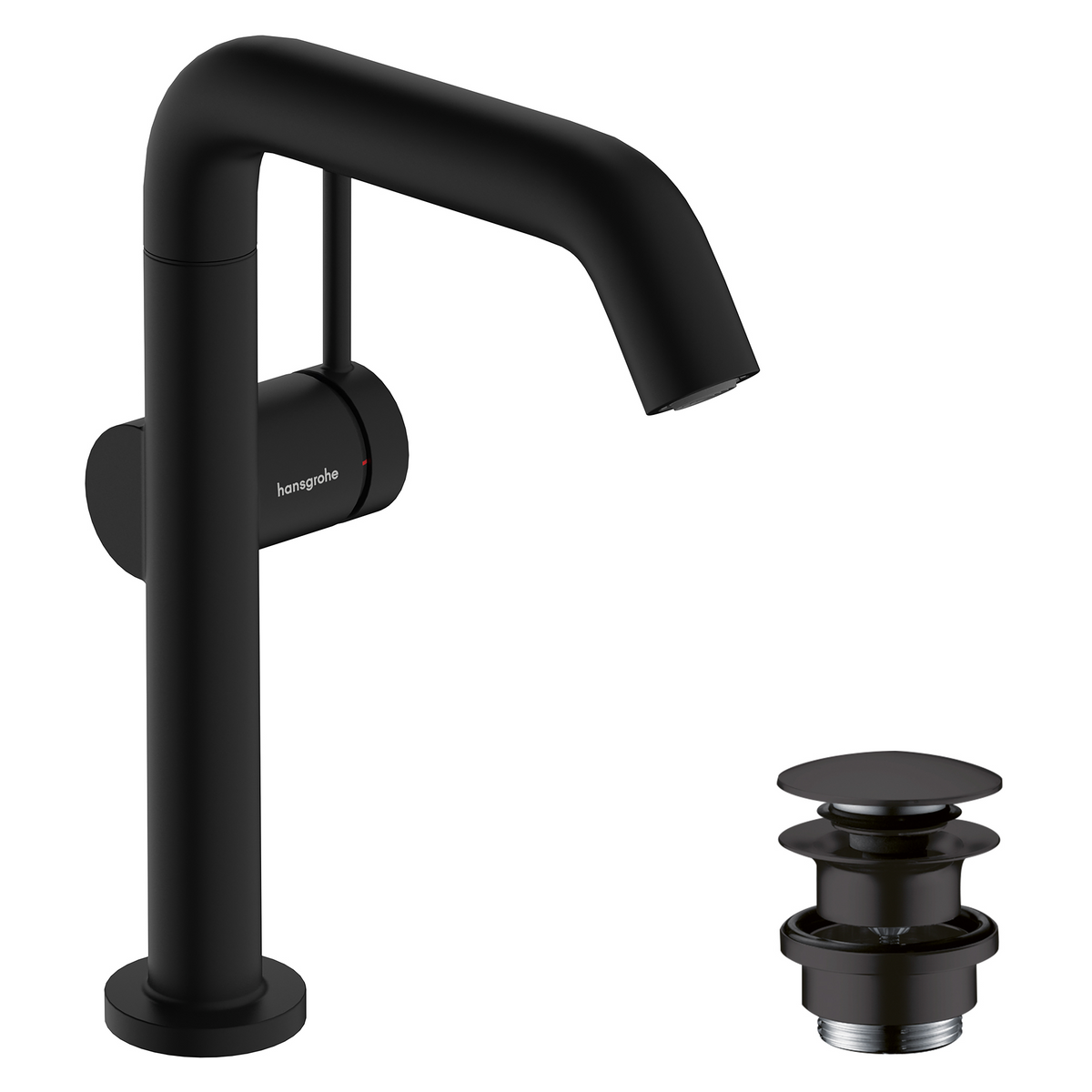 Hansgrohe Tecturis S Waschtischmischer 210 Fine CoolStart mit Schwenkauslauf und Push-Open Ablaufgarnitur (mattschwarz)
