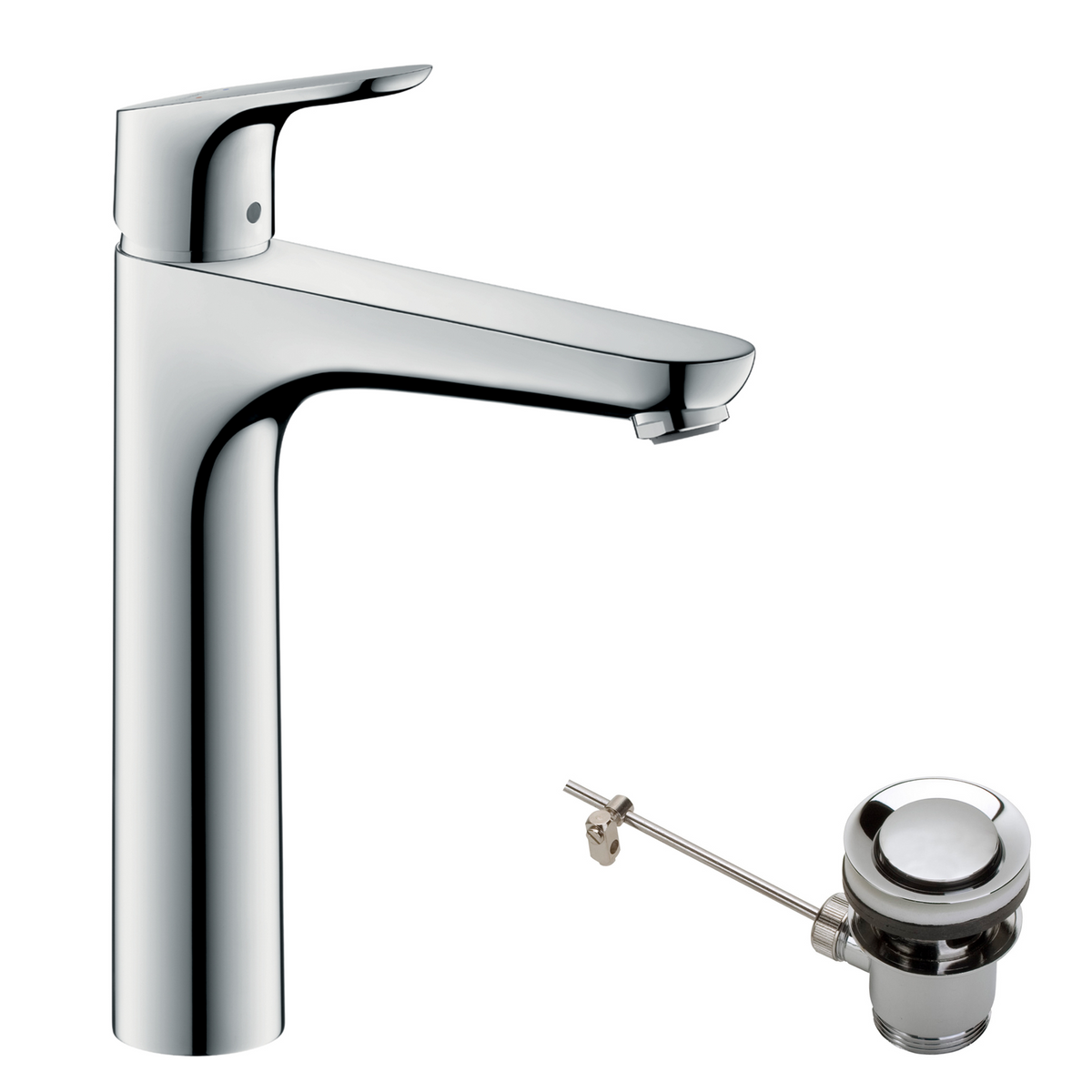 Hansgrohe Focus Waschtischmischer 190 mit Zugstangen-Ablaufgarnitur (chrom)