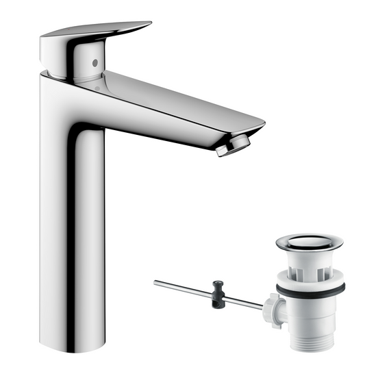 Hansgrohe Logis Waschtischmischer 190 mit Zugstangen-Ablaufgarnitur (chrom)
