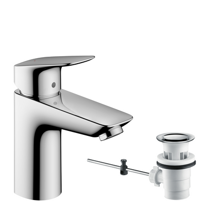 Hansgrohe Logis Waschtischmischer 100 mit Zugstangen-Ablaufgarnitur (chrom)