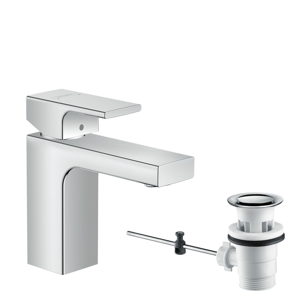 Hansgrohe Vernis Shape Waschtischmischer 100 mit Zugstangen-Ablaufgarnitur (chrom)
