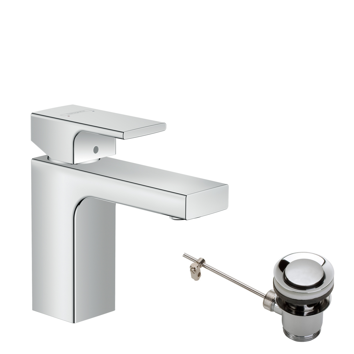 Hansgrohe Vernis Shape Waschtischmischer 100 mit Zugstangen-Ablaufgarnitur aus Metall (chrom)