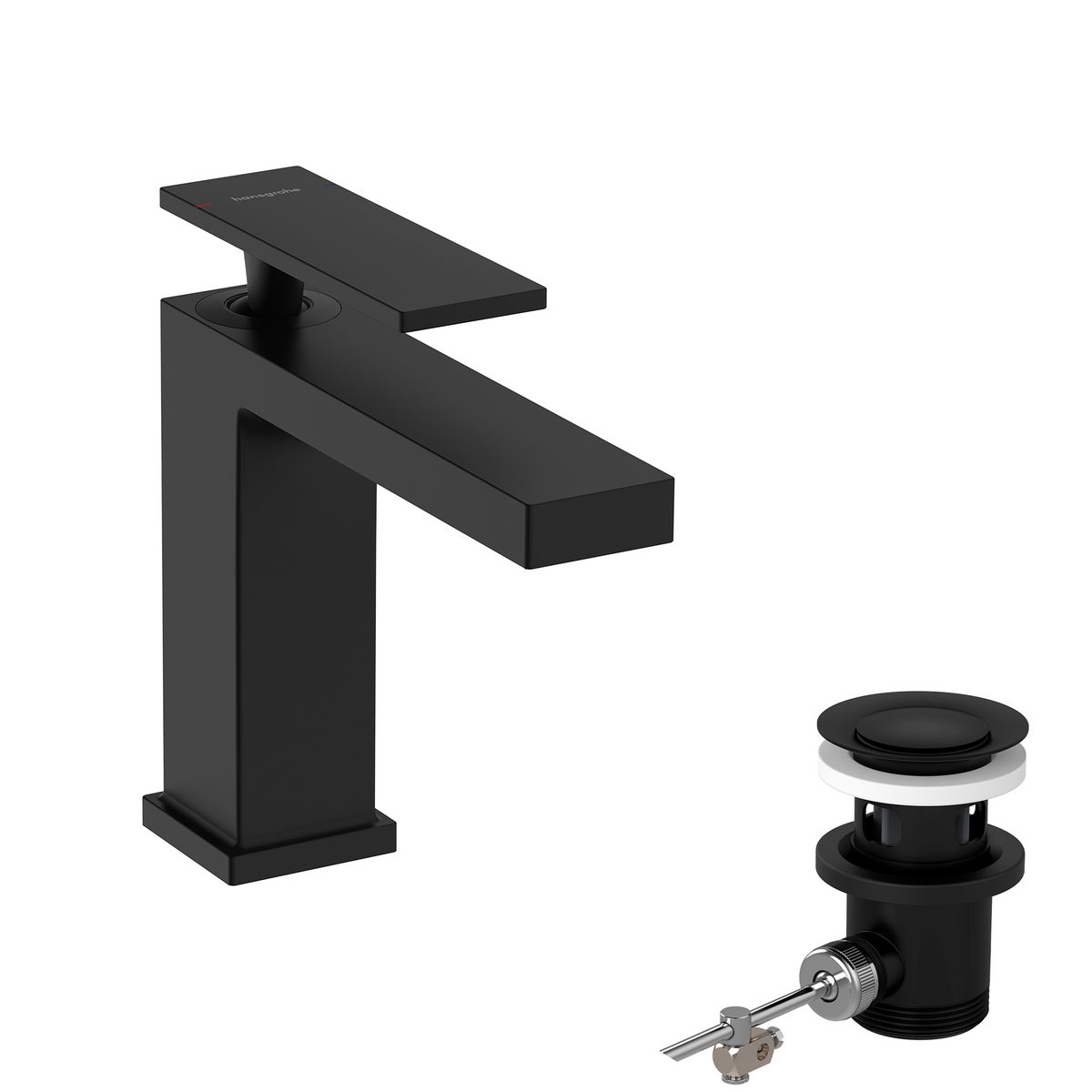 Hansgrohe Tecturis E Waschtischmischer 110 mit Zugstangen-Ablaufgarnitur (mattschwarz)