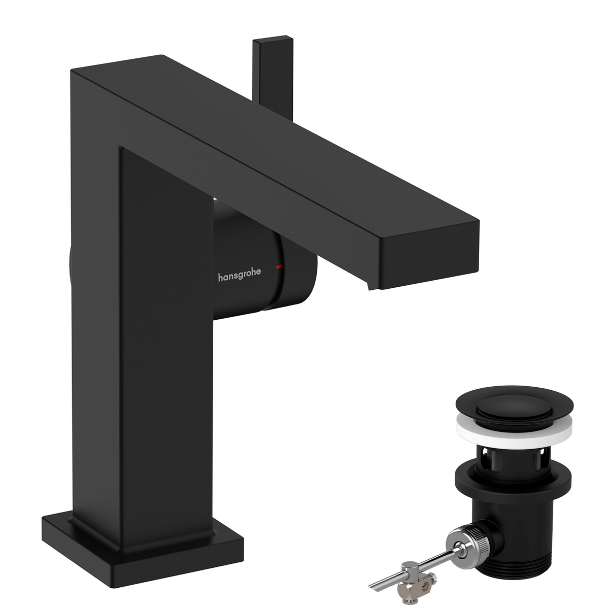 Hansgrohe Tecturis E Waschtischmischer 110 Fine CoolStart mit Zugstangen-Ablaufgarnitur (mattschwarz)