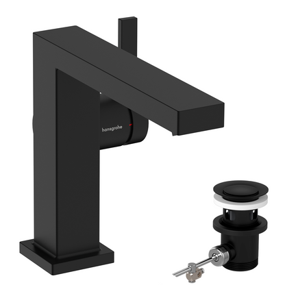 Hansgrohe Tecturis E Waschtischmischer 110 Fine CoolStart mit Zugstangen-Ablaufgarnitur (mattschwarz)