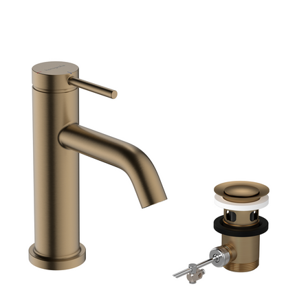 Hansgrohe Tecturis S Waschtischmischer 80 CoolStart EcoSmart+ mit Zugstangen-Ablaufgarnitur (brushed bronze)