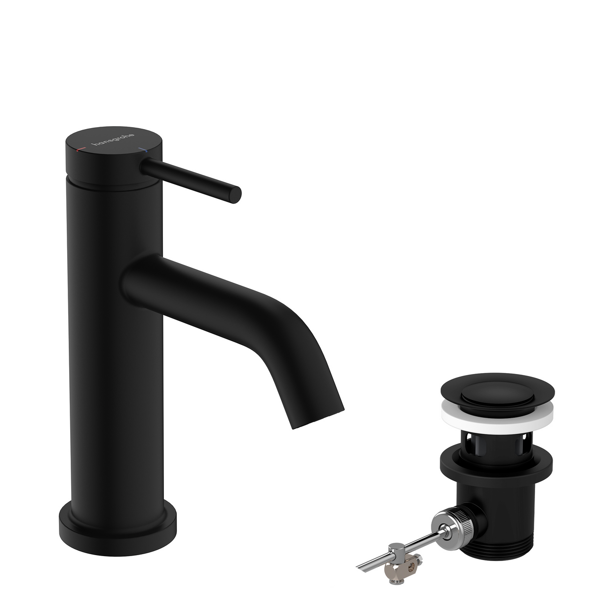 Hansgrohe Tecturis S Waschtischmischer 80 CoolStart EcoSmart+ mit Zugstangen-Ablaufgarnitur (mattschwarz)