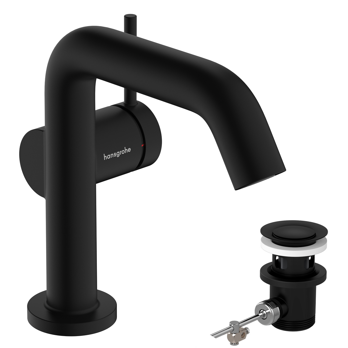 Hansgrohe Tecturis S Waschtischmischer 110 Fine CoolStart mit Zugstangen-Ablaufgarnitur (mattschwarz)
