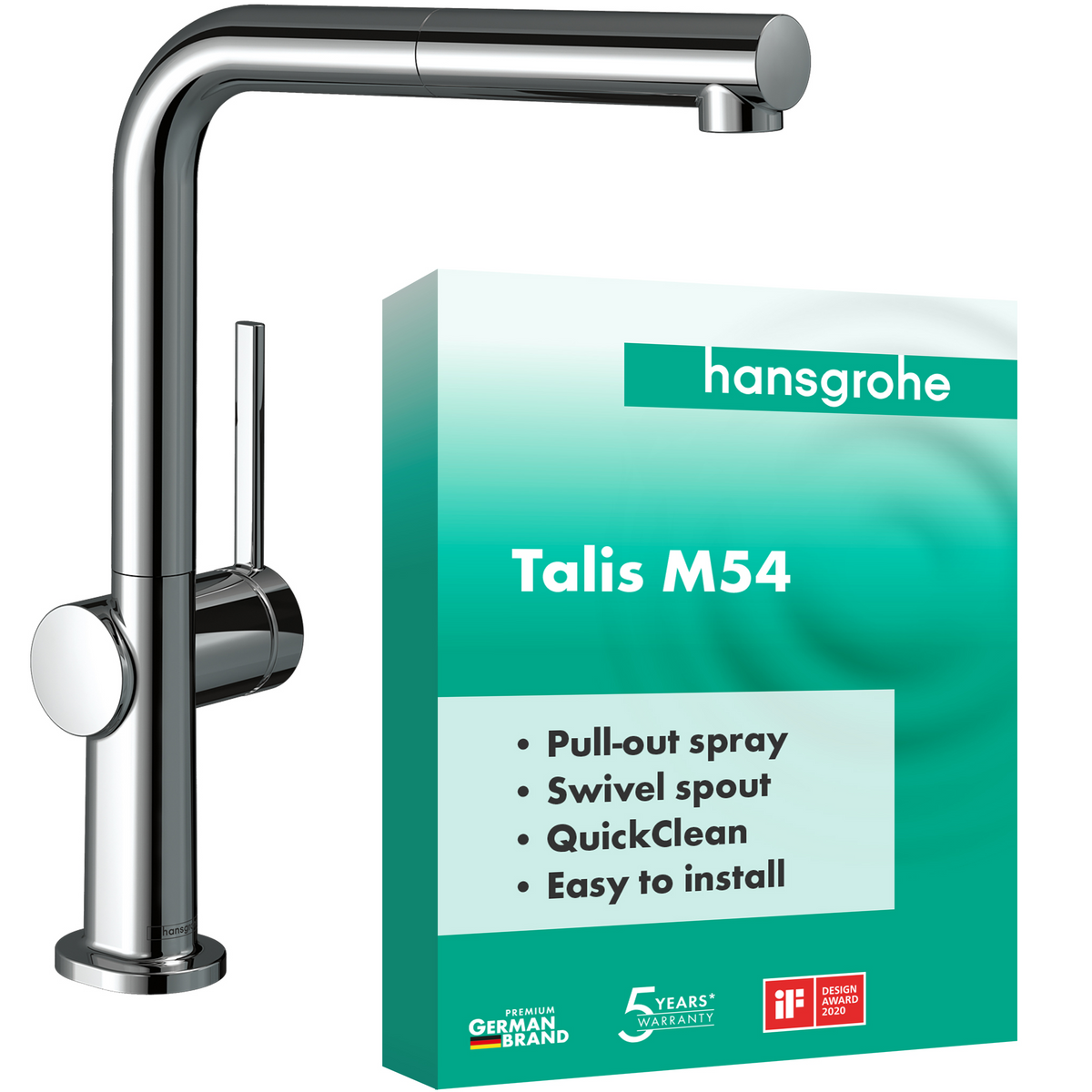 Hansgrohe Talis M54 Spültischmischer 270 1jet mit Ausziehauslauf (chrom)
