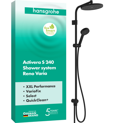 Hansgrohe Activera S Showerpipe 240 1jet EcoSmart Reno Varia (mattschwarz)