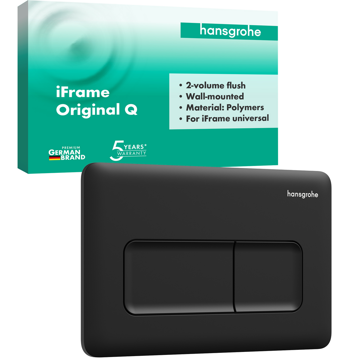 hansgrohe iFrame Original Q Betätigungsplatte, 2-Mengen-Spülung (mattschwarz)