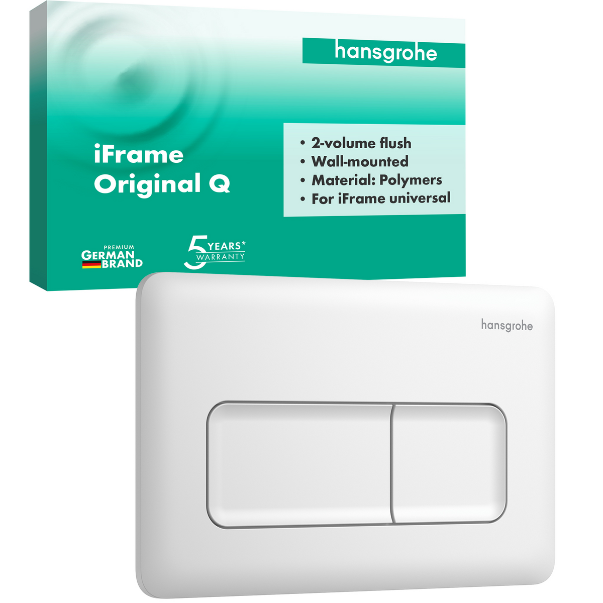 hansgrohe iFrame Original Q Betätigungsplatte, 2-Mengen-Spülung (mattweiß)