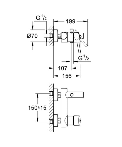 Grohe Concetto Einhand-Wannenbatterie 32211, Wandmontage (chrom)