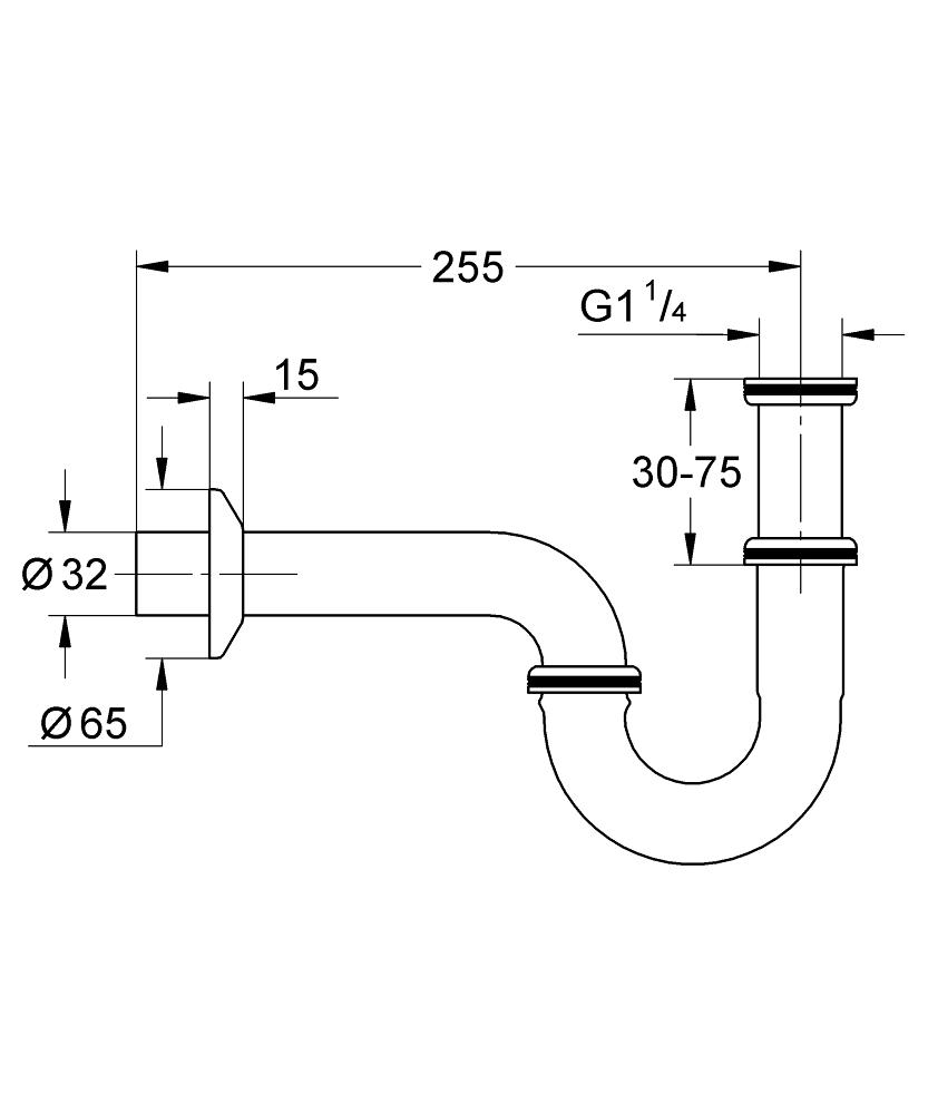 GROHE Röhren-Geruchverschluss 1 1/4" für Waschtische (chrom)