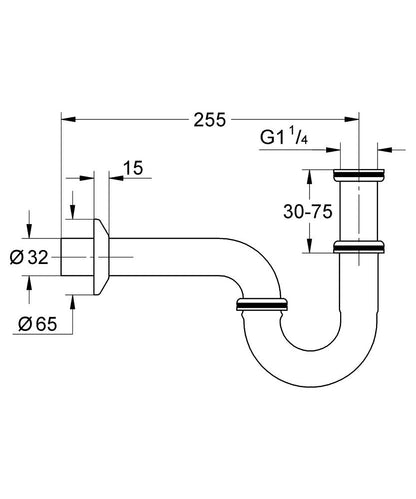 GROHE Röhren-Geruchverschluss 1 1/4" für Waschtische (chrom)