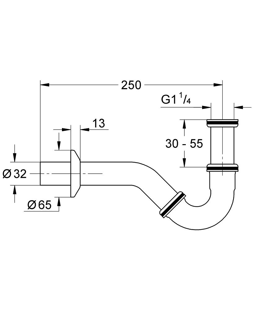 GROHE Röhren-Geruchverschluss 1 1/4" für Bidet (chrom)