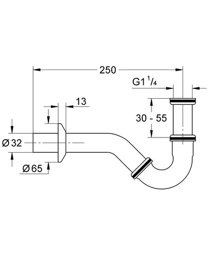 GROHE Röhren-Geruchverschluss 1 1/4" für Bidet (chrom)