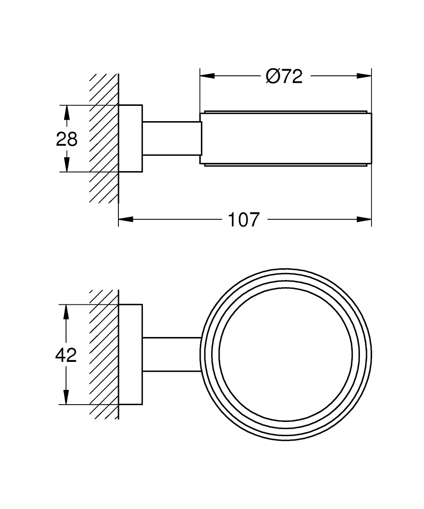 GROHE Essentials Cube Halter 40508 für Glas, Seifenschale oder Seifenspender (hard graphite gebürstet)