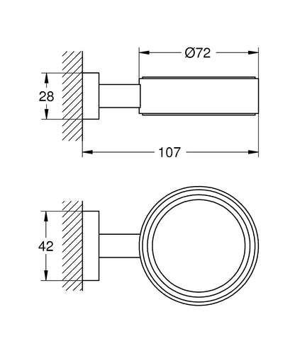 GROHE Essentials Cube Halter 40508 für Glas, Seifenschale oder Seifenspender (hard graphite gebürstet)