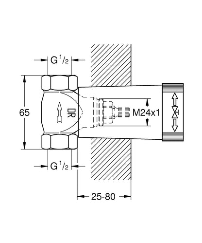 GROHE UP-Ventil-Unterteil 1/2" mit vormontiertem Oberteil